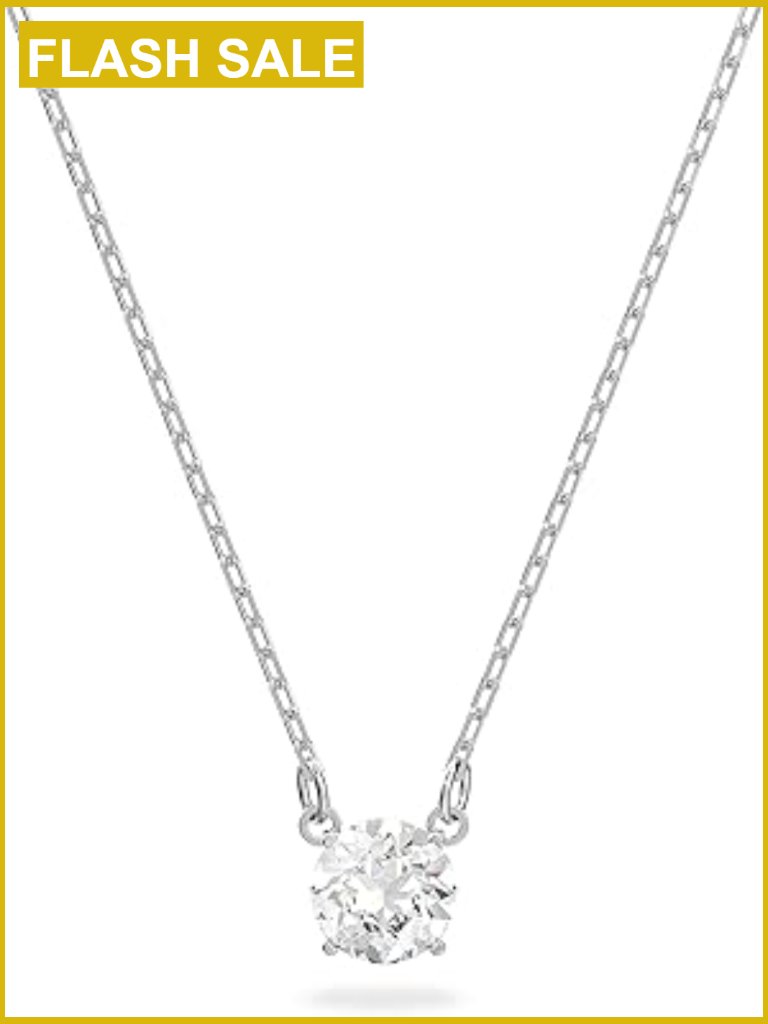 Swarovski Crystal Pendant Necklace, Rhodium Chain, Lobster Clasp